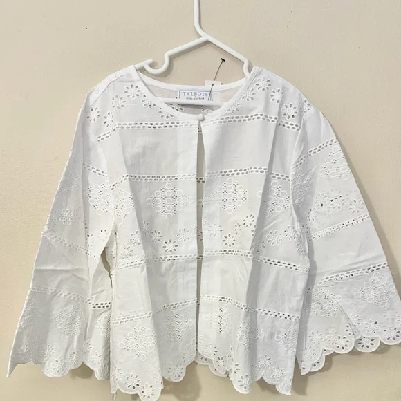 Sz S women’s Talbots White Eyelet Lace Women's Top - Picture 2 of 10